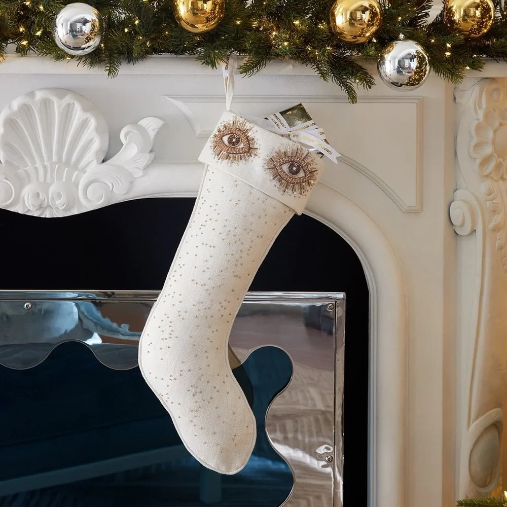 NWT/ JONATHAN ADLER HOLIDAY STOCKING; “Muse Eyes Embellished Stocking”